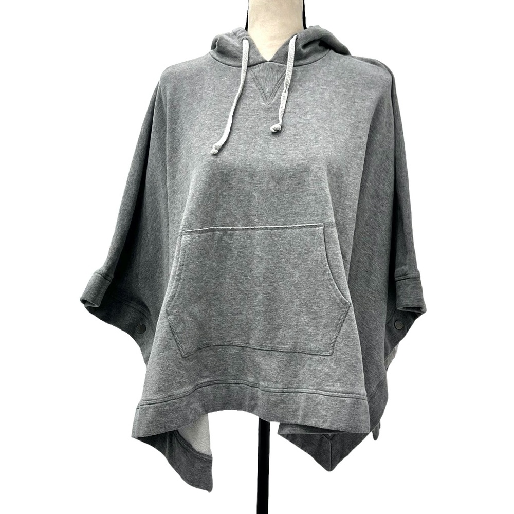 LA ROK GRAY HOODED SWEATSHIRT PONCHO